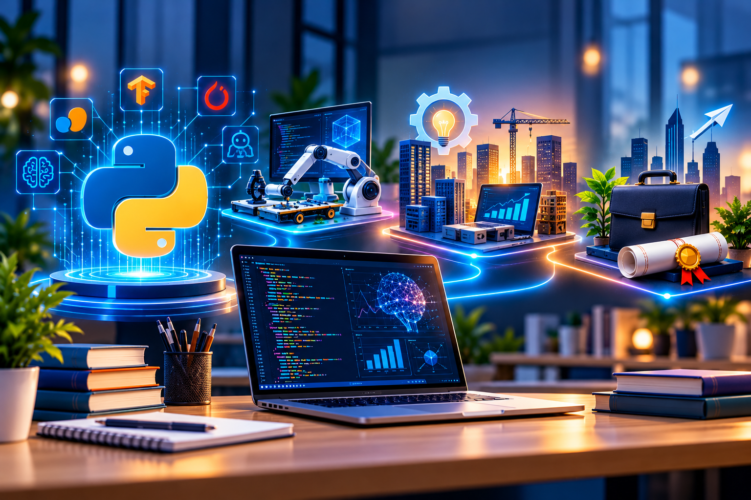Course at a Glance - Futuristic AI Learning Workspace